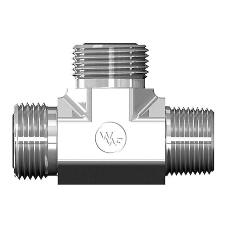 World Wide Fittings Male Flat Face O-Ring to Male Pipe to Male Flat Face O-Ring Run Tee 4755X08X08X08